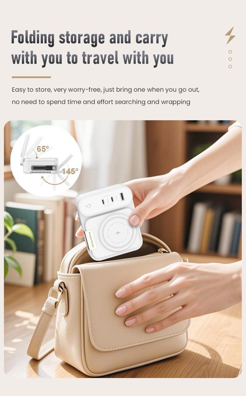 2026 8-in-1 FoldaWireless Charging Station Magnetic Charger for Smartphones Smartwatches & Earbuds Compatible with iPhone Apple Watch & More Compact Portable Device Charging Station Black Folding Electronic