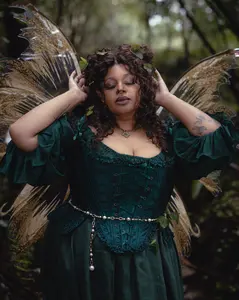 Dark Green Floral Jacquard 18th Century Stays