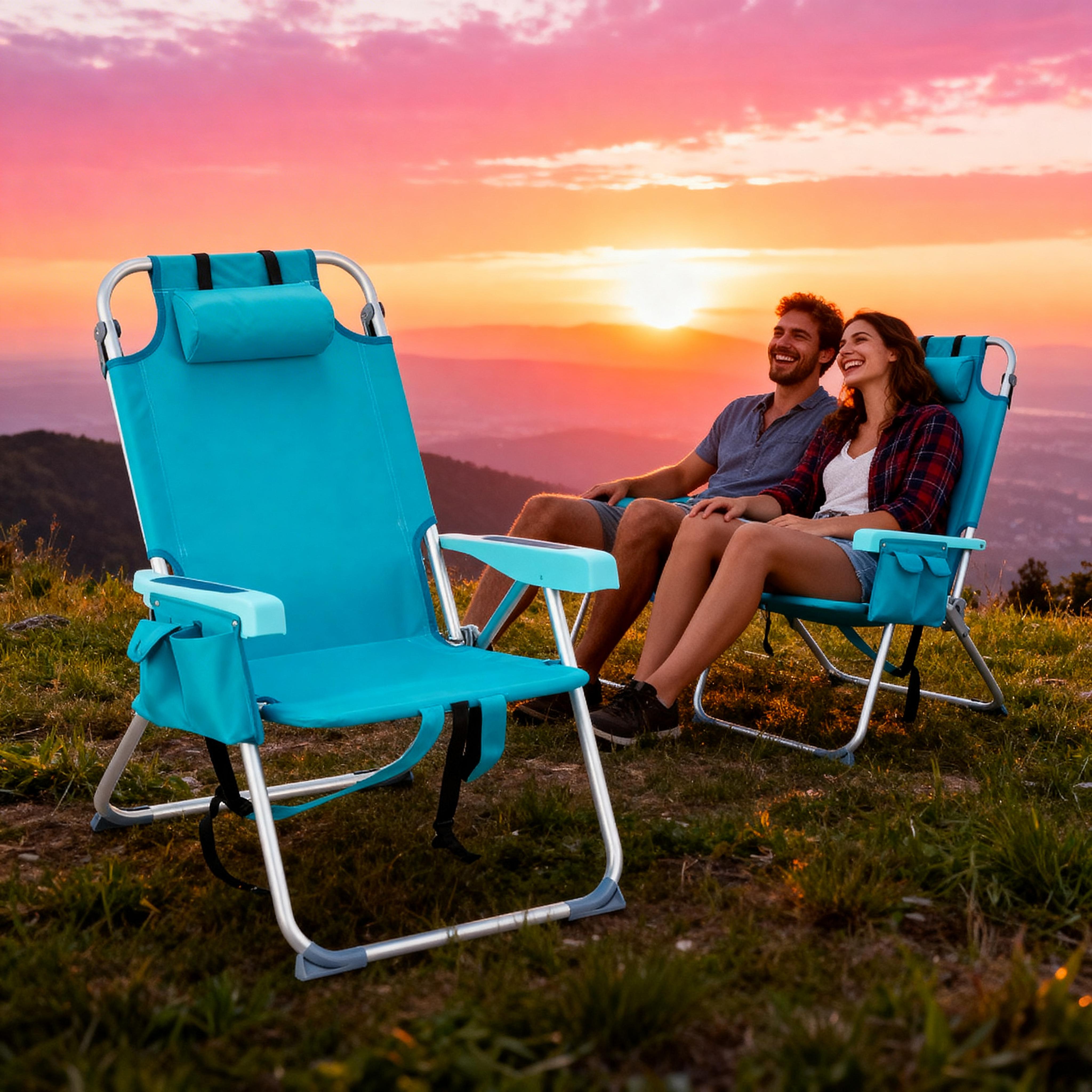 Oversized Tall Folding Beach Chair Lightweight 63*70*99cm Portable Sand For Adults Heavy Duty 300 Lbs With Cup Holders Foldable High Camping Lawn Chairs Camp Outdoor Picnic Sports Loveseat Carrying Bag Table Holder Patio Fashion Fabric Oxford Fabric