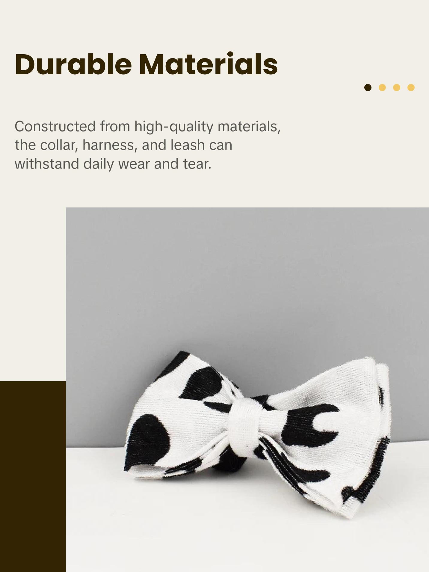 Designer Luxury Cow Print Dog Collar and Leash