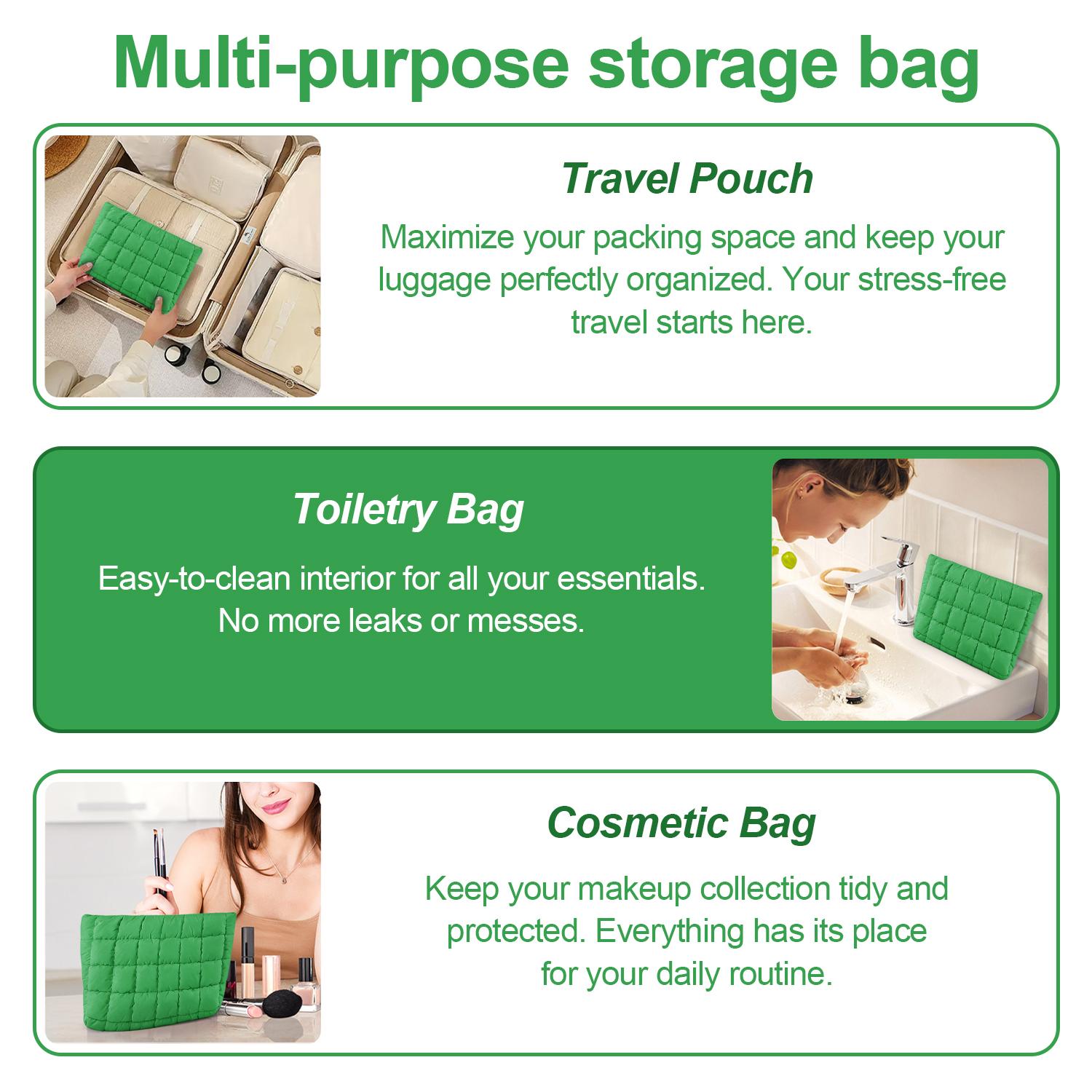 WCOLUE Large Capacity Solid Color Quilted Handbag, Travel Storage Bag With Zipper, , Daily Commuting and Travel, Perfect Christmas Gift Idea