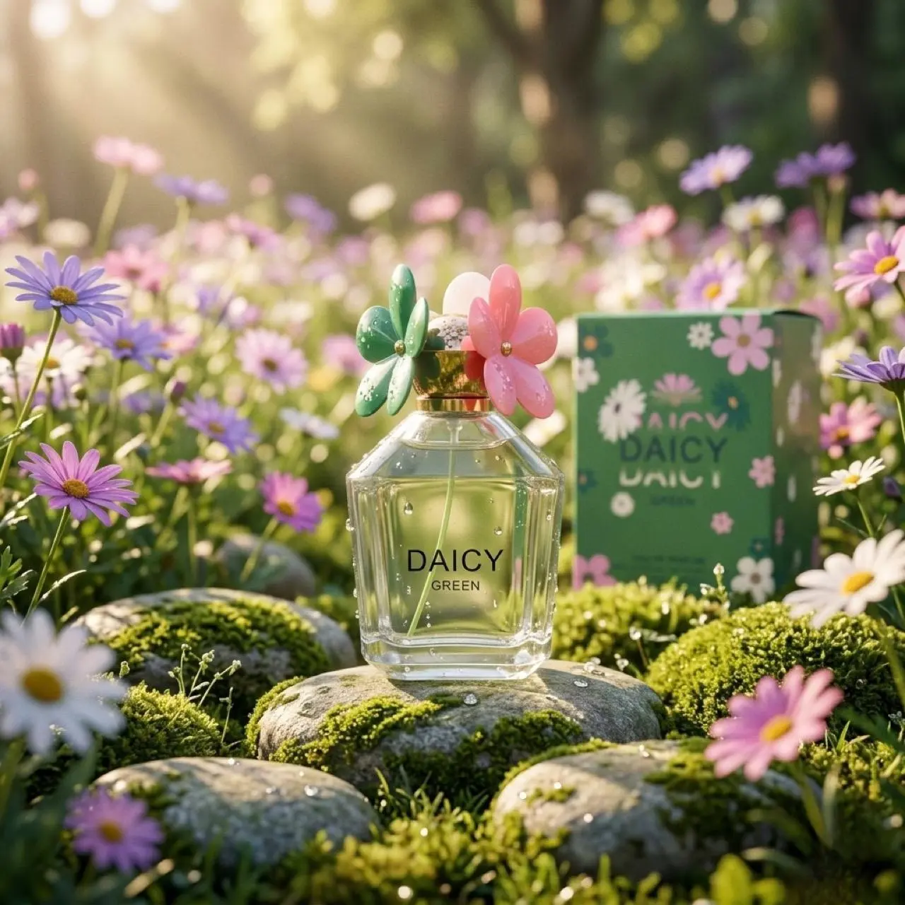 DAICY GREEN Women's Eau De Parfum (EDP) - 100ml/3.4fl.oz, Fresh Floral Fragrance with Iconic Daisy Cap, Top Notes: Sparkling Wild Strawberry, Crisp Green Leaves, Ruby Red Grapefruit, Perfumes for Women, Women Perfumes