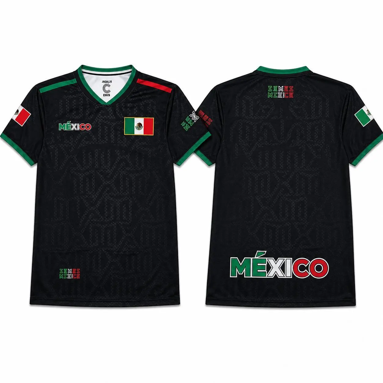 [TREND 2026] - Mexico Black Soccer Jersey Shirt, Short Sleeve Athletic Top with Flag Detail for Men