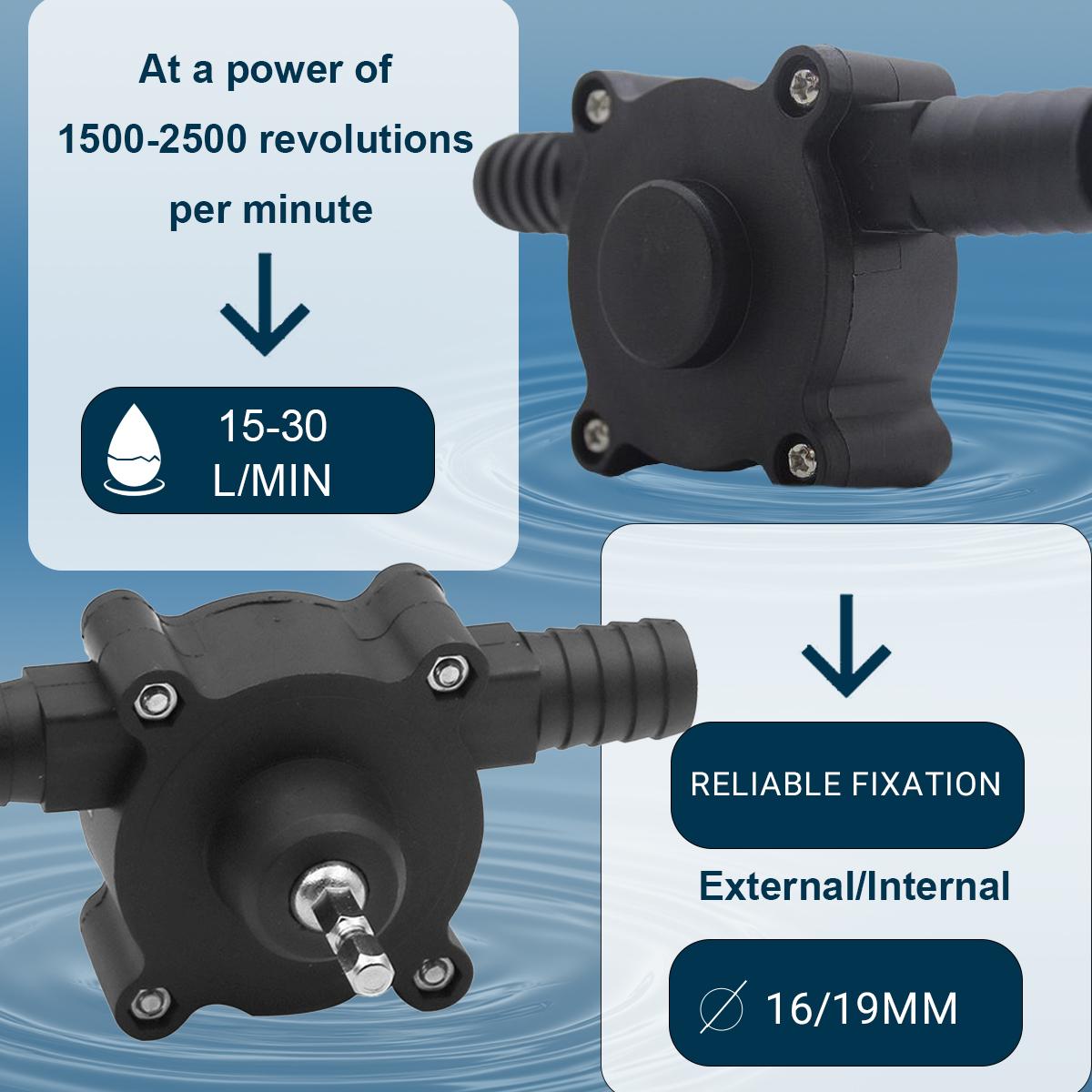 High-Flow Electric Manual Drill Pump,Hand Drill Water Transfer Pump, Mini Electric Fluid Transfer Pump For Oil, Gasoline & Diesel, Non-Electric Pump with Quick Flow Rate & Hose Connectors for Home, Garage & Outdoor Use Hand Fuel Pump