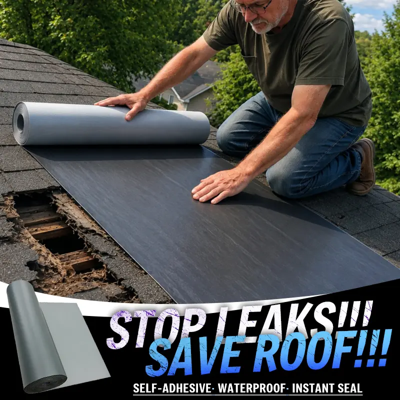 Mega-Wide 3x Wide Coverage Glue-Based Butyl Roof Tape, 39in x 16.4ft Heavy-Duty Self-Adhesive Sealant Tape for RV Roof Repair, Metal Sheds, All-Weather UV-Resistant Flat Surfaces Leak Protection