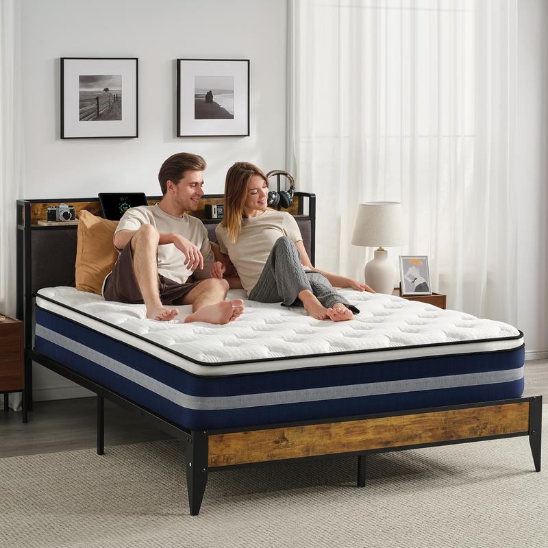 VIZIM Twin & Full & Queen Hybrid Mattress 10&12inch with Pocket Springs & Memory Foam for Cooling Comfort Pressure Relief Easy Setup Long Lasting Quality