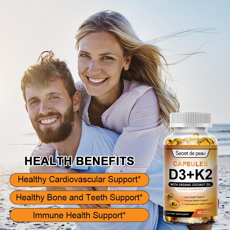 Your Capsules D3 + K2 Vitamin Supplement,Supports Immune System,Heart,Bones,120 Vegen Capsules Healthcare Dietary Bathroom
