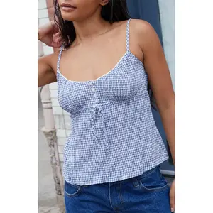 John Galt Women's Blue Gingham Tiffany Tank Top John Galt Women's Blue Gingham Tiffany Tank Top