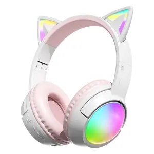 1pc Cute Glowing Headset Wireless Headphones with Colorful LED Lights And Comfortable Ear Pads, Foldable Headphones with SD Card Slot, Suitable for Tablets, Mobile Phones, Travel, Birthday, Easter, Christmas Gifts, Gaming, Running, Multi-Color