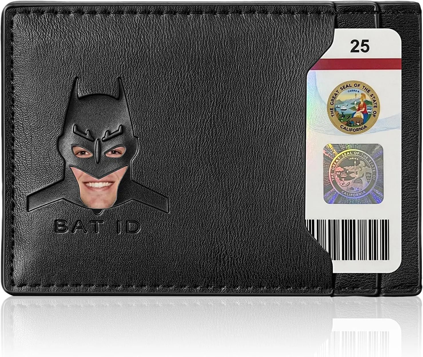Leather Bat Wallet, Superhero Card Holder with Multiple Card Slots, Face Eyes Cutout Card Holder, Personalized ID Wallet