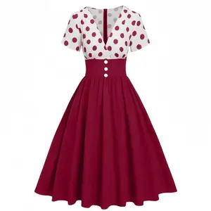 50s 60s Retro Women Black White Polka Dot Hepburn Vintage Dress Plus Size S-4xl Rockabilly Swing Pin Up Ladies Party Dresses
