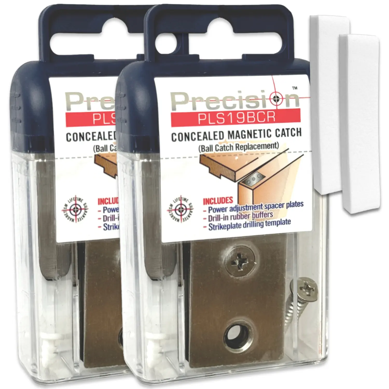 Magnetic Door Catch, Ball Catch Replacement Hardware for Closet or Double Doors, Precision Lock 2-Pack with Foam Pads