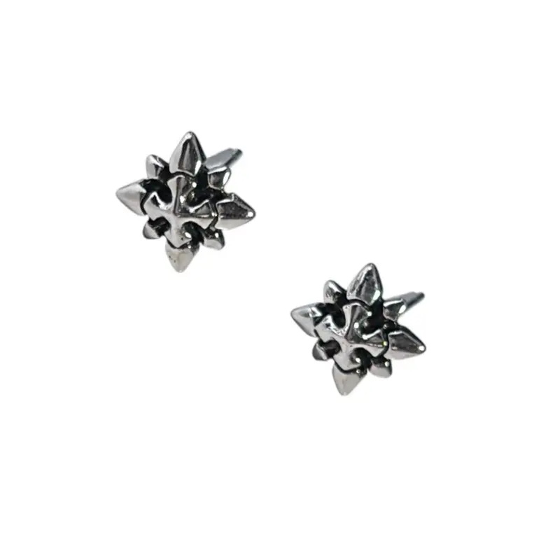 10mm Star Stud Earrings for Men Women Streetwear Hip Hop Punk Unisex Style