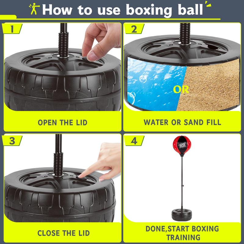 Adjustable Stand Punching Bag with Boxing Gloves - Fun and Safe Toy for Boys and Girls Ages 3+ - Ideal for Karate and Martial Arts Training