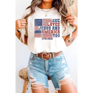 She loves Jesus and America too Shirt, America 250 Tee, Patriotic USA Anniversary