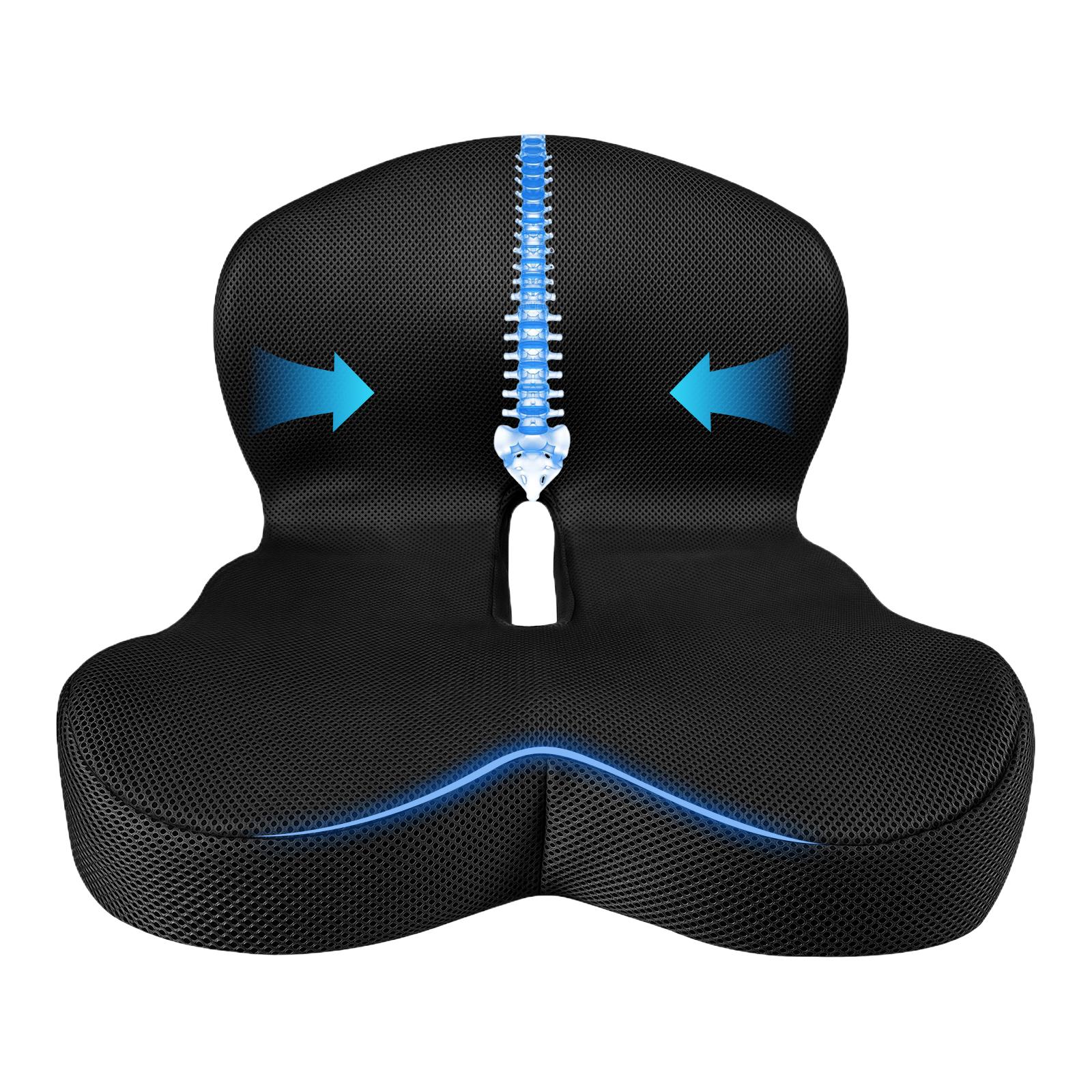 Seat Cushion for Truck Driver, Memory Foam Truck Seat Cushion with Adjustable Strap – Ergonomic Back Support & Sciatica Relief for Long Drives, Semi Truck Accessories