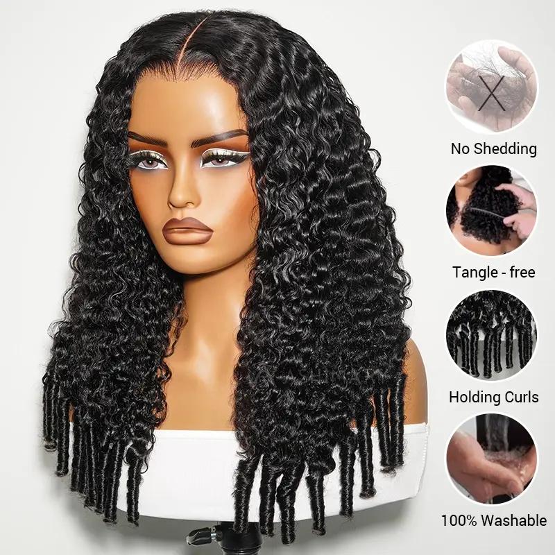 [Flash Sale] 20"(18"Same Price) Burmese Curly Wear Go Glueless 13x4 Lace Front Wigs Spiral Curl 180% Density Pull Go Wig Adjustable Cap Easy for Beginners Full Volume & Natural Edges Boho Human Drawstring Wig Natural Color SpringStatements