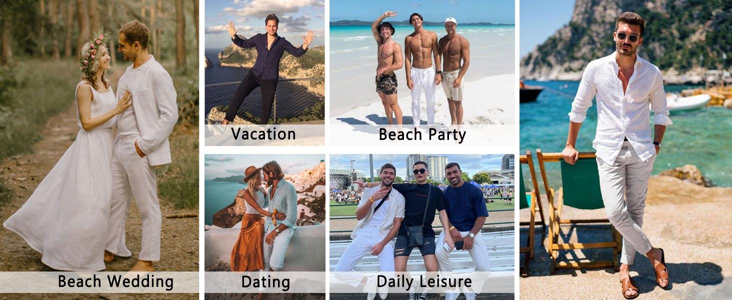 COOFANDY Men's Cotton Linen Pants Elastic Waist Lightweight Casual Pants Slim Fit Yoga Beach Pants with Pockets Menswear Trouser Daily COOFANDY Men's Cotton Linen Pants Elastic Waist Lightweight Casual Pants Slim Fit Yoga Beach Pants with Pockets Menswear Trouser Daily