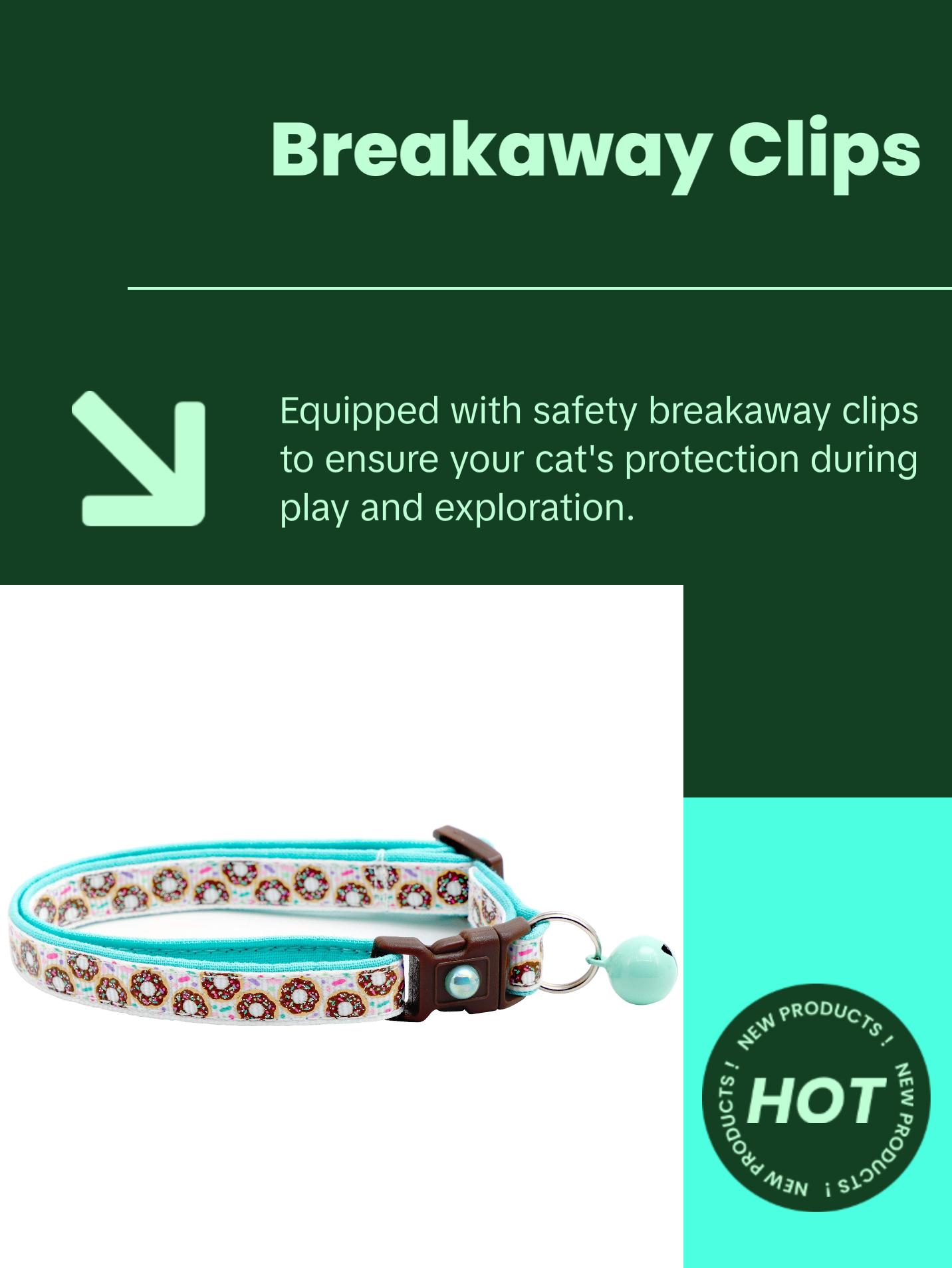 Sprinkle Doughnuts Breakaway Safety Cat Collar with Jingle Bell & Charm by Pugs2Persians Donut