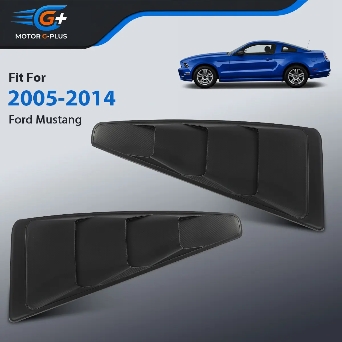 MOTOR GPLUS 2-Piece Carbon Look 1/4 Window Louvers Scoop Cover Pair Set - Roush Inspired PP Plastic, Adhesive Tape Hardware, Easy Install, Aesthetic Sporty Upgrade for 05-14 Mustang, 1/4 Window Fit, Father's Day Gift, Quarter Windows