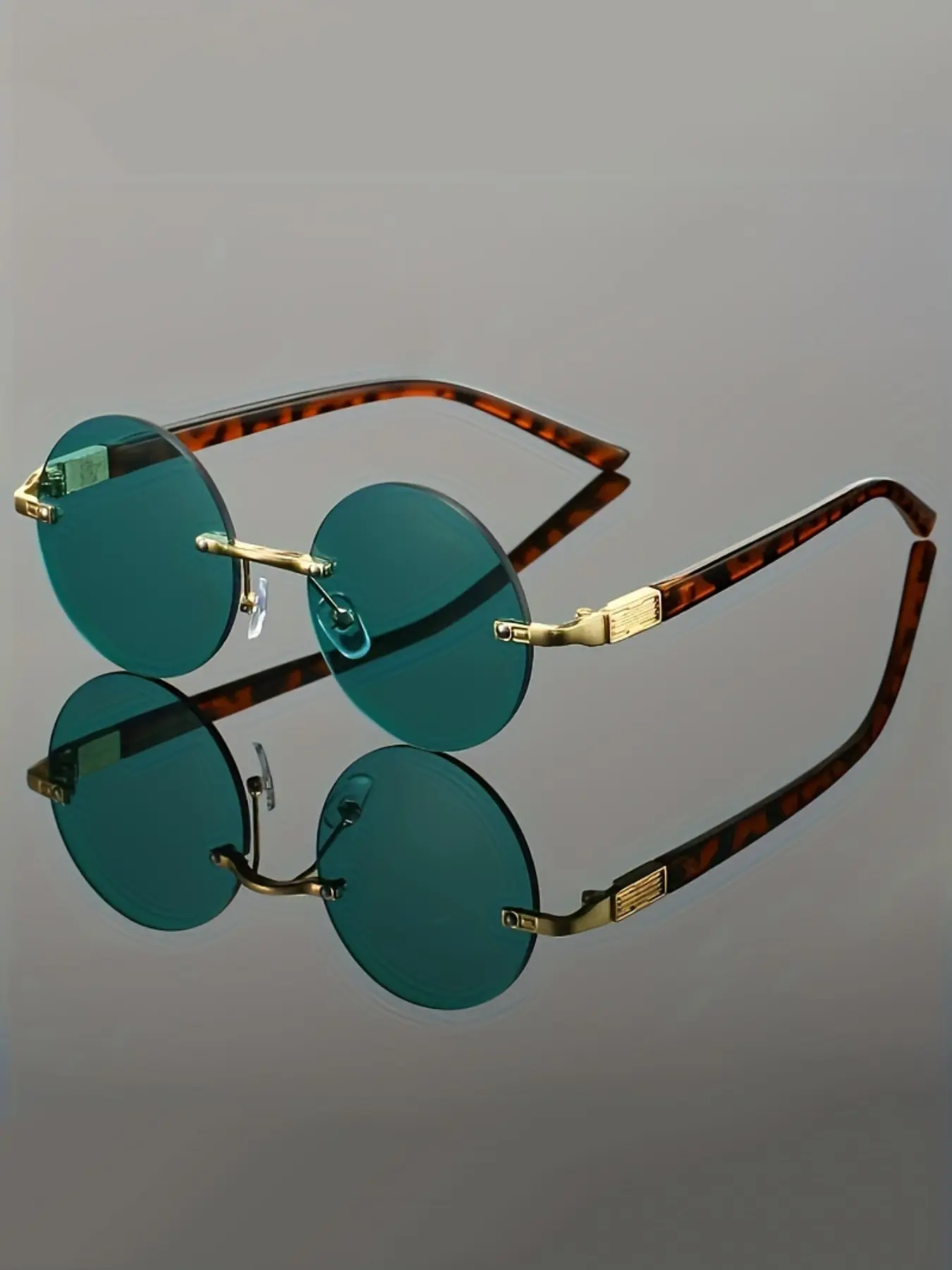 Men's Metal Round Rimless Retro High-Quality Fashion Glasses, Durable PC Lenses for All Seasons, Elegant Decorative Eyewear, Classic Eyeglasses, Round Sunnies