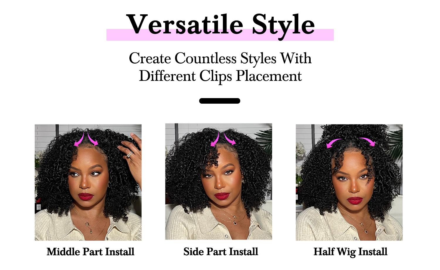 Vshow Afro Curly Hair V Part Wig No Leave Out Human Hair Glueless Wigs With Drawstring Ready To Go Protective Style Half Wig For Women Natural Looking Beginner Friendly #springfresh