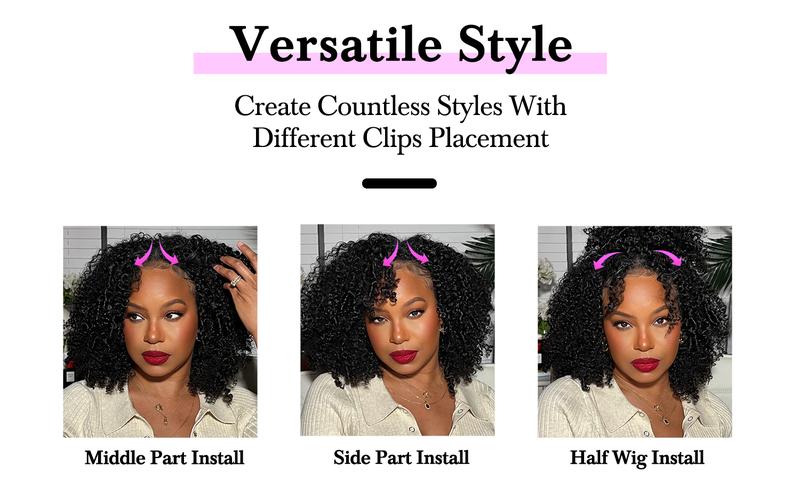 Vshow Afro Curly Hair V Part Wig No Leave Out Human Hair Glueless Wigs With Drawstring Ready To Go Protective Style Half Wig For Women Natural Looking Beginner Friendly #springfresh