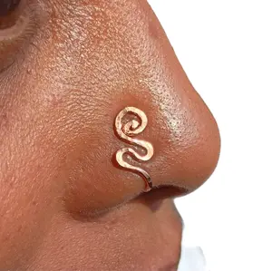 Solid Copper Hand Hammered Cobra Nose Cuff, Nose Clip, Nose Jewelry, Egyptian Design, Body Jewelry, Faux Nose Ring, Septum Cuff,