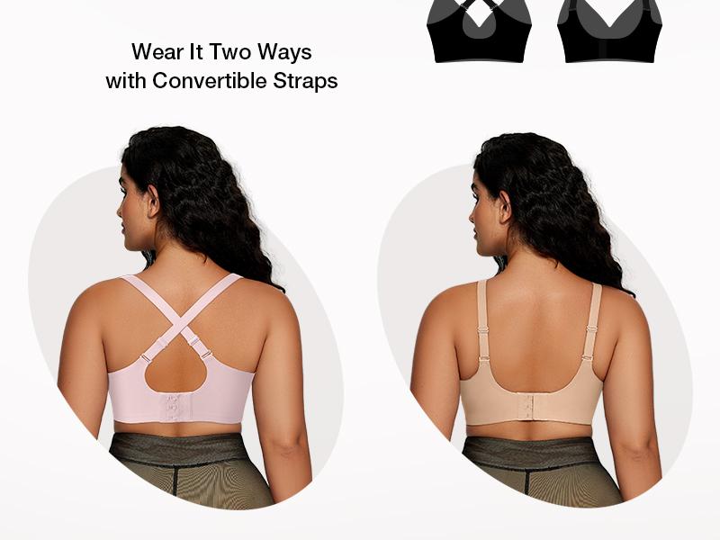 Vertvie Jelly Bras for Women No Underwire Bra Wireless Seamless Full Coverage Bralettes Convertible T Shirt Bras sport bra
