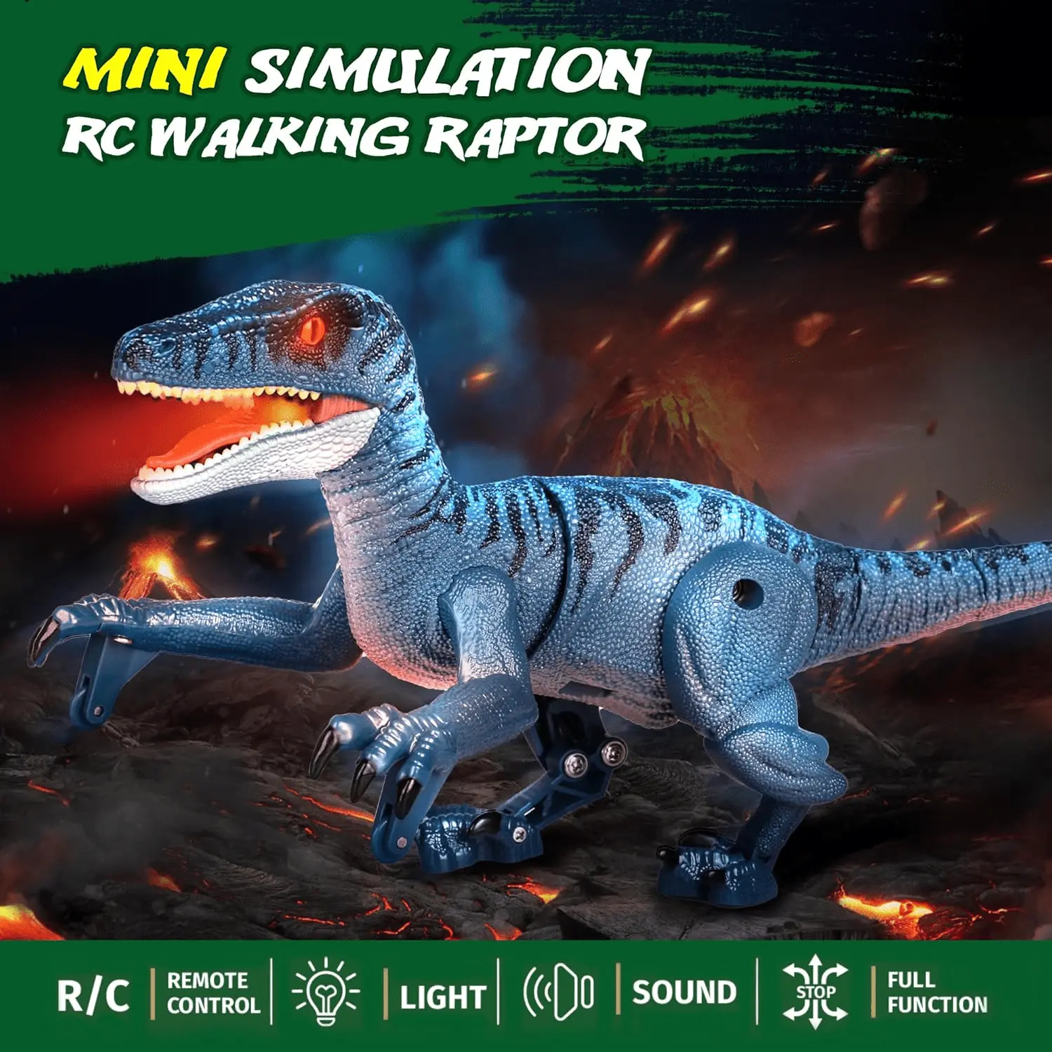 2.4GHz RC Animatronic Velociraptor Skeleton Toy for Kids 3+, Unisex AA-Powered Play Toy with Realistic Roar, LED Eyes, Walking Action, Ideal for Creativity, Birthday Gifts, Animals & Nature Themed Fun