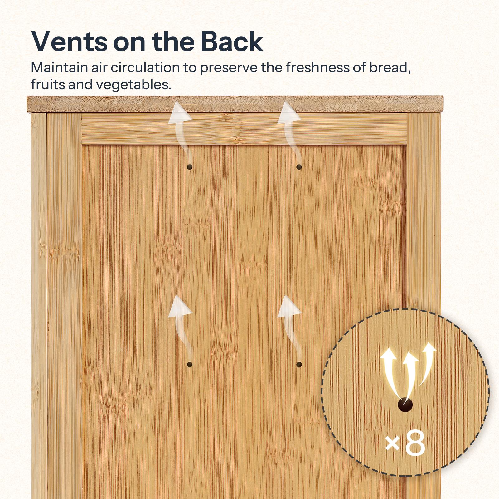 HOOBRO 2-Tier Bamboo Bread Box Kitchen Countertop Corner, Large Capacity Storage Container with Dual Rippled Acrylic Doors for Fresh Bread & Food Utensils