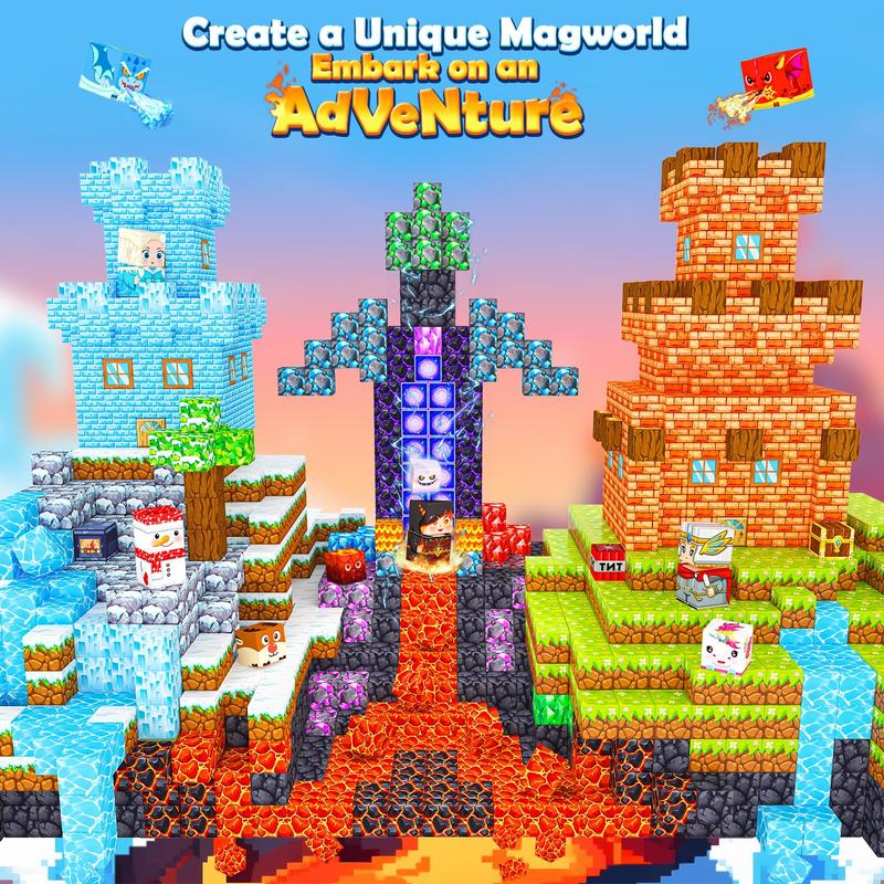 200PCS Magnetic Blocks Toys with Storage Bag Magnetic Board Sensory Toys Stacking Blocks, Build Mine Magnet World Birthday Gifts