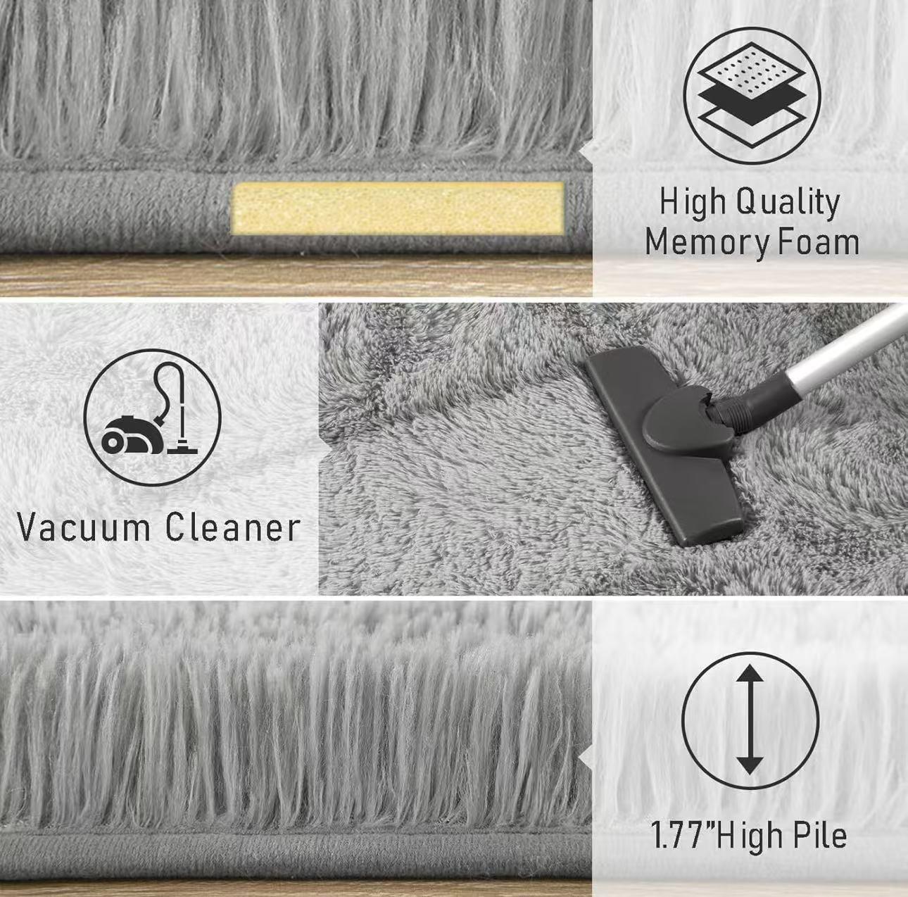 Memory Foam Fluffy Rug — Ultra-Soft, Thick, and Plush — Non-Slip, Comfortable Rug for Living Rooms and Bedrooms
