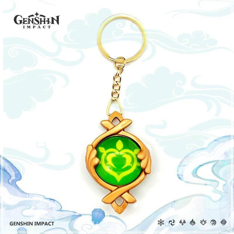 New Teyvat Vision Fontaine Water God Focalors Lyney and Lynette Keychain Luminous 7 Element Eye Of Original God Toy KeyRing