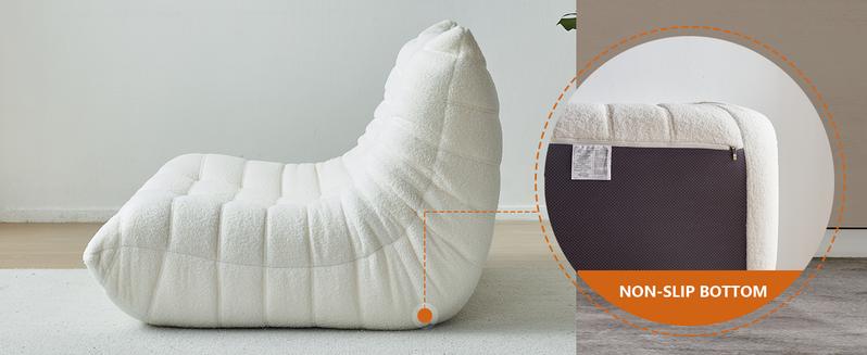 Togo Sofa for Adults 1/2/3 Seater Bean Bag Chair Sofa Fireside Chair Lazy Sofa Chair with High Density Comfortable Foam Modern Bean Bag for Living Room Bedroom Office Beige Beanbag Cushion Beanbag Lounger