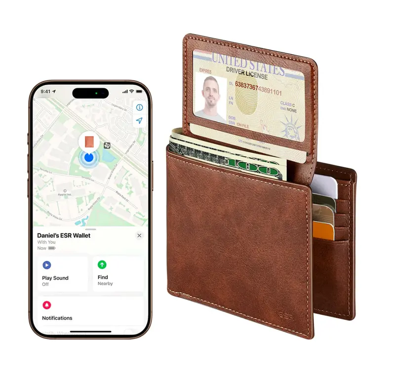 ESR Geo Wallet with Find My, RFID Blocking, Wallet for Men, Wallet Tracker(iOS 14.5 Above Only), Holds 9 Cards and 15 Bills, Replacement for AirTag Wallet, Slim Bifold Card Holder