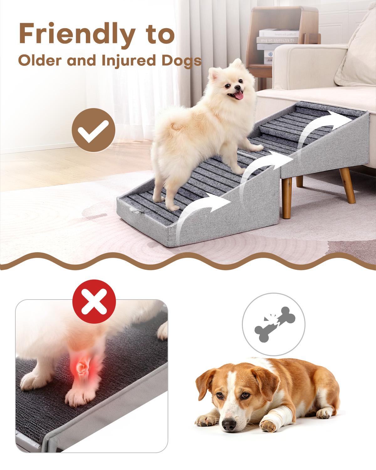 Prevent IVDD | 17'' Tall Dog Ramp Ottoman for Couch | Pet Stairs Steps for Small Dogs | Protect Dog's Joints | for Senior Injured Dogs, Dachshund,Chihuahua,Bulldog