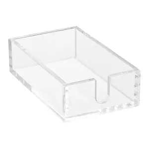 Acrylic Napkin Holder, 9.1 x 5.5 x 2.6 inch, Clear Bathroom Guest Towel Storage Tray with U-Shaped Opening, Disposable Paper Towel Holder for Bathroom Kitchen Parties Weddings & Various Events
