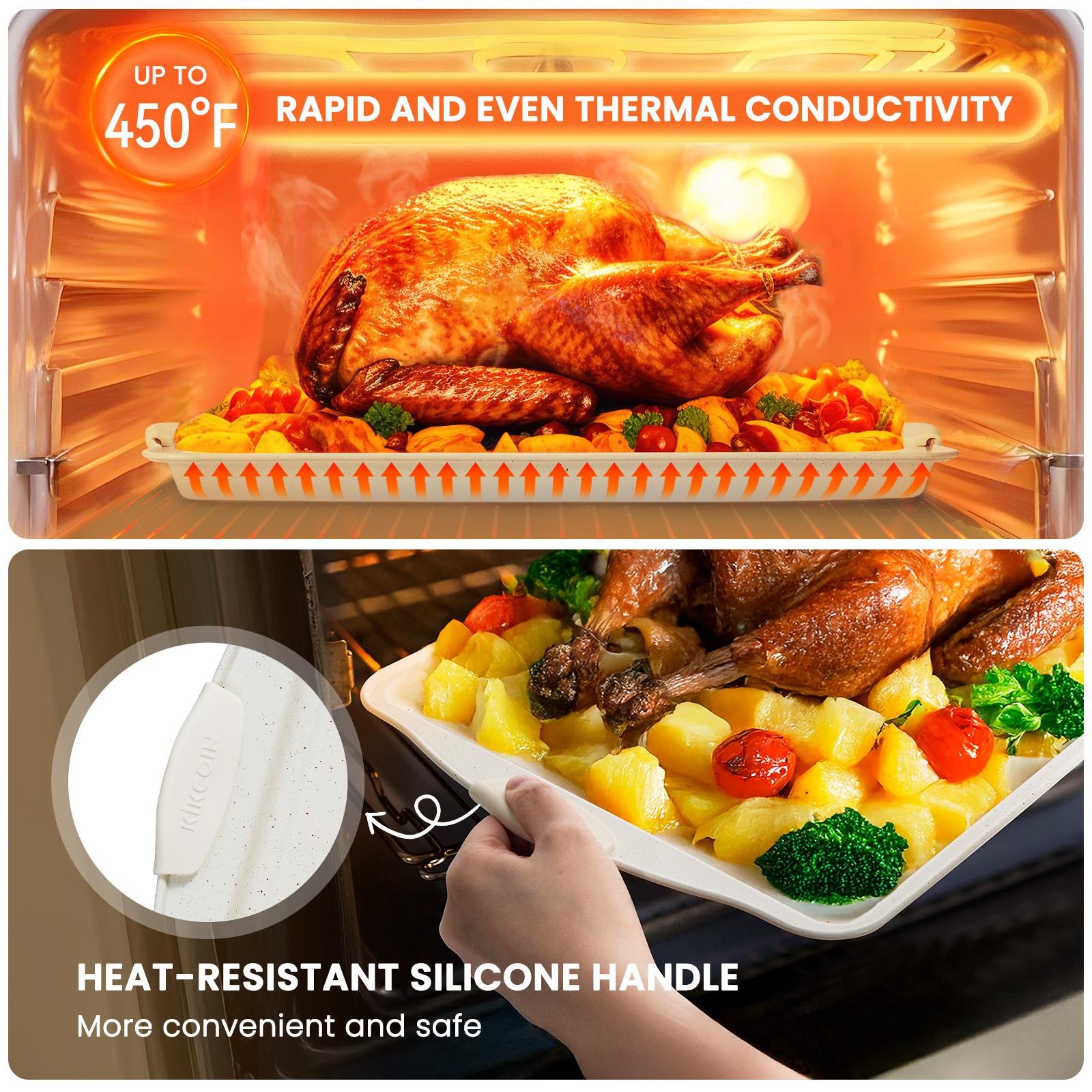 Kikcoin Deluxe Set Kikcoin 22Pcs Nonstick Baking Pan Set,Carbon Steel,Silicone Handles,Oven Safe,Bakeware,12Pcs Reusable Silicone Cups,Cake Cookie Muffin,Beginner