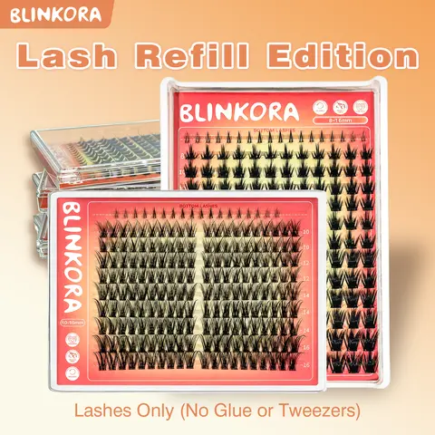 Blinkora Lash Cluster Refill Packs Super Soft DIY Lash Extension, Waterproof, Long-Lasting, Cluster Lash