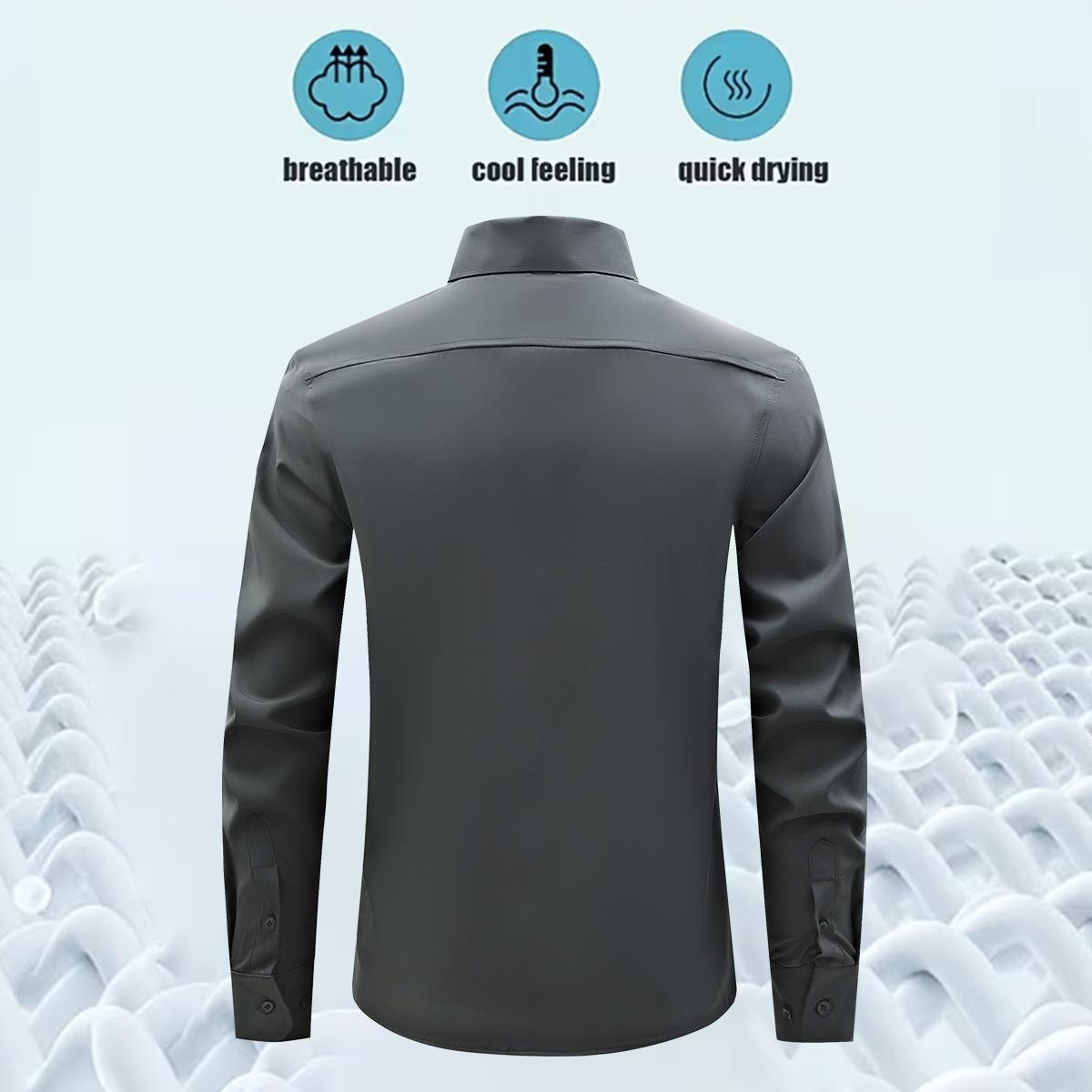 Men's Shirt Long Sleeve Wrinkle-Free Four-Sided Stretch Business High-End Shirt