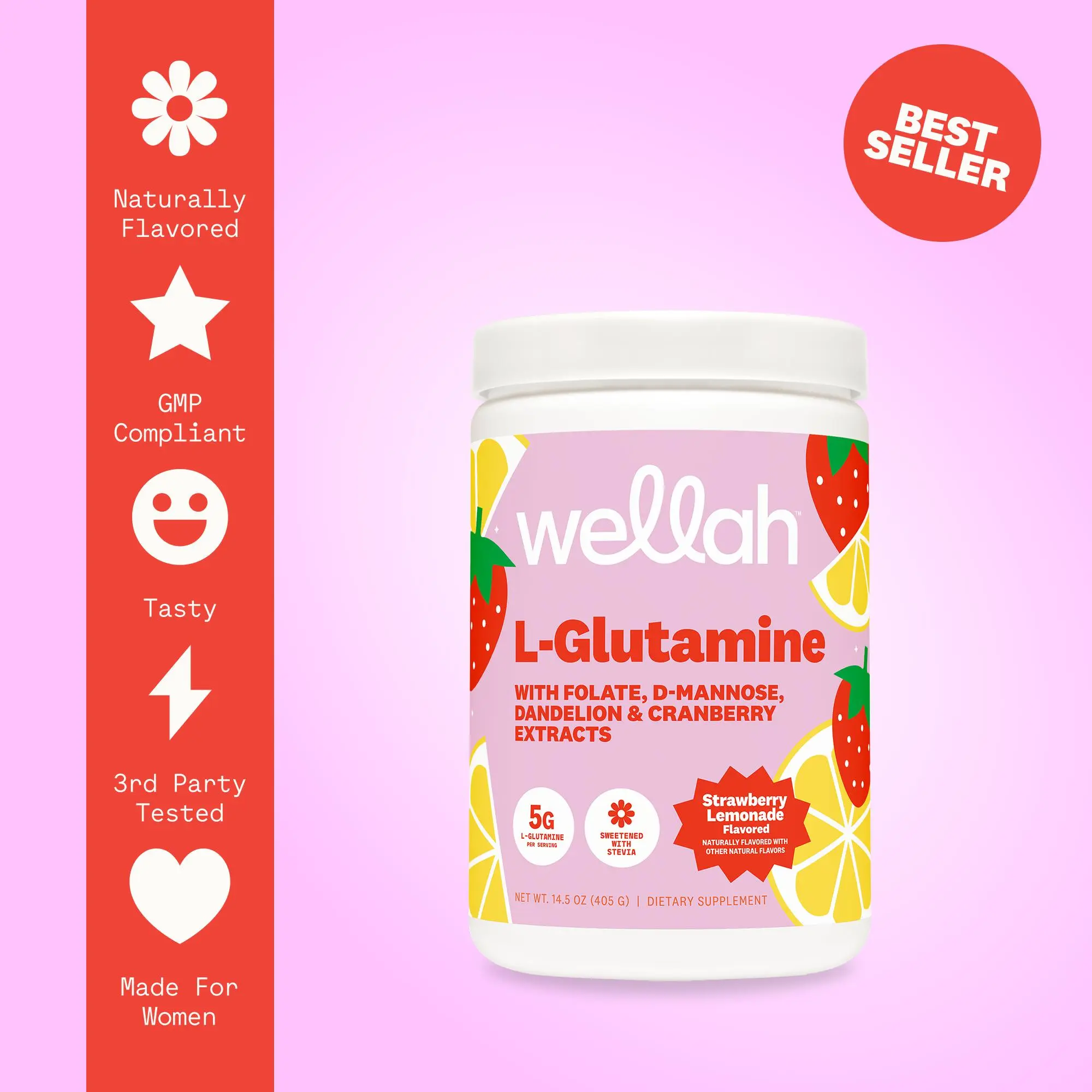 Wellah L-Glutamine | Essential Amino Acid Supplement | 5g L-Glutamine Per Serving |  50 Servings | Gut Health For Women Healthy Gut Probiotics Digestion Vitamin