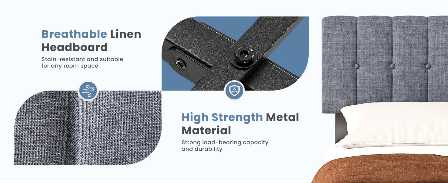 Full Size Platform Bed - Fabric Upholstered Sturdy Wood Slats No Box Spring Needed Modern Design with Upholstery Full Size Platform Bed - Fabric Upholstered Sturdy Wood Slats No Box Spring Needed Modern Design with Upholstery