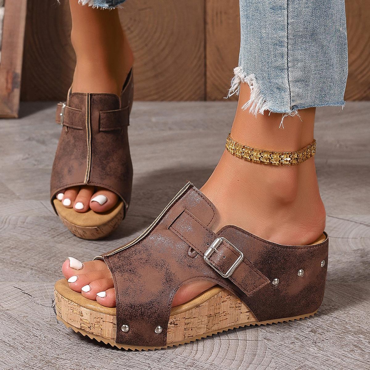Women's Fashion Platform Wedge Sandals - 2.5 in Heel, EVA Foam Cushioned Insoles, Adjustable Hook-and-Loop Strap, Lightweight Footwear, Slip-Resistant Walking Shoes for Casual Summer All-Day Wear