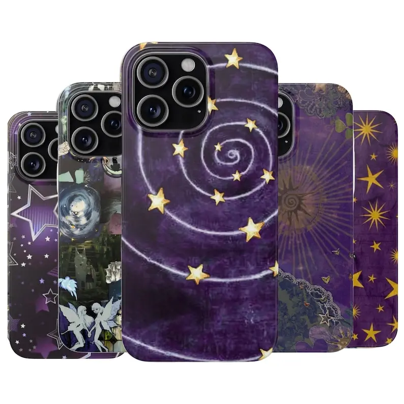 Whimsical Starry iPhone Case, Y2K Aesthetic Phone Case, Trendy Whimsical Galaxy Case, Star Spiral Celestial Phone Cover For iphone 17 pro case 16 max plus air 15 14 13 & For Samsung Galaxy S25 S24 Ultra Galaxy A15 A16 5G