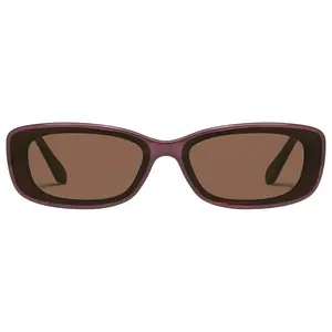 Quay - Women's Sunglasses, Square Lenses with UV Protection (Vibe Check, Plum Brown)