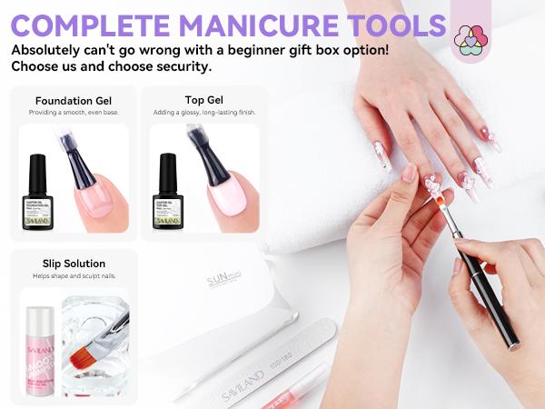 SAVILAND 36Colors Poly Gel Nail Kit – All-in-One Extension Set with Mini UV Lamp & Slip Solution for Easy Home DIY or Gift