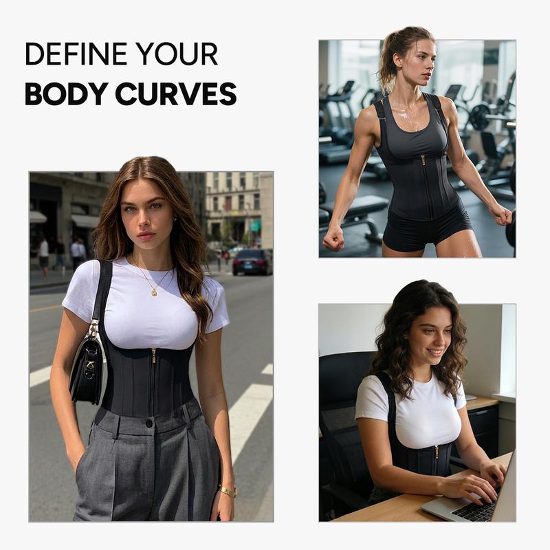 Nebility Women's Shapewear Waist Trainer Belt with 6 Steel Frame for Firm Compression & Bust Support Adjustable Straps Tummy Control Postpartum Body Shaper