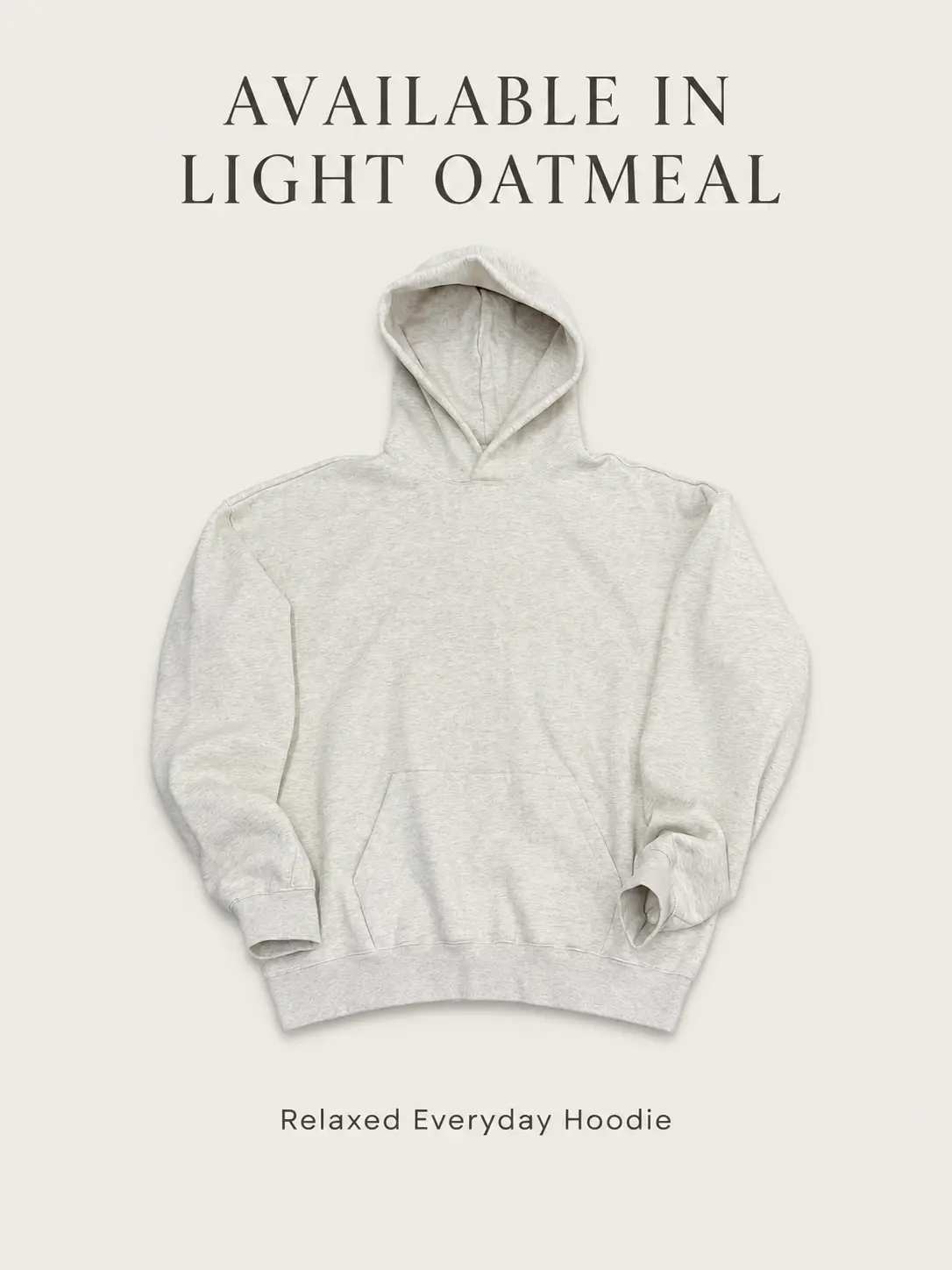 22 Men's Light Oatmeal Pullover Hoodie, Oversized Heavyweight Fleece Streetwear Top with Kangaroo Pocket, Relaxed Fit, Sizes S, M, L