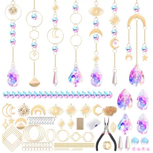 200Pcs Sun Catchers Making Supplies Kit - Crystal DIY Suncatchers Kit,Rainbow Hanging Ornaments,Christmas Gift for Garden Home Window Decoration